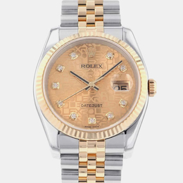 Rolex Datejust 116233G Champagne Diamond Yellow Gold Stainless Steel Automatic Men's Wristwatch 36mm