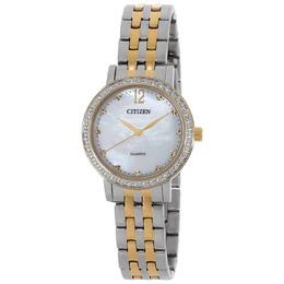 Citizen Quartz Crystal White Mother of Pearl Dial Ladies Watch el3104-54d