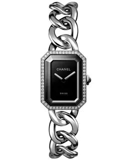 Chanel Premiere Black Dial Diamond Stainless Steel Women's Watch h7020
