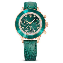Swarovski Octea Chrono 5672931: Rose Gold-Tone Stainless Steel Case, Green Dial, Crystal Hour Markers - Analog Chronograph Movement with Pull/Crown