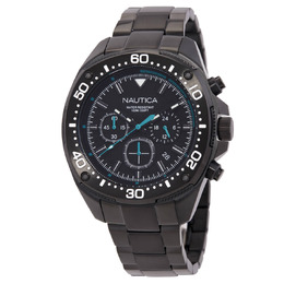 Nautica NCT Blue Sail Chronograph Quartz Mens Watch napbsf408 Black Stainless Steel Case and Bracelet