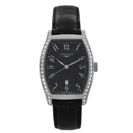 Pre-owned Longines Longines Quartz Diamond Black Dial Ladies Watch l2.155.0.53.7