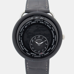 Hermes Black Titanium Le Temps Voyageur W057258WW00 Automatic Men's Wristwatch 41 mm 1134743