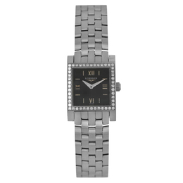 Pre-owned Longines Dolcevita Quartz Diamond Black Dial Ladies Watch l5.166.0.75.6