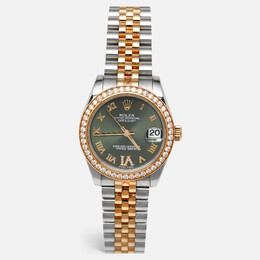 Rolex Datejust 1781578 Women's Wristwatch Olive Green Dial Two-Tone Yellow Gold & Stainless Steel Diamond