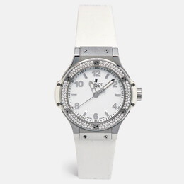 Hublot White Stainless Steel Rubber Diamond Big Bang 361.SE.2010.RW.1104.PLP Women's Wristwatch 38 mm 1141952