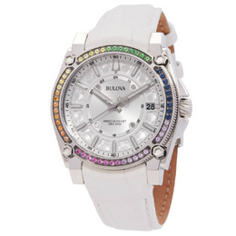 Bulova Icon Diamond Precisionist Silver Dial Ladies Watch 96J124