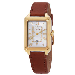 Fossil ES5307 - Elegant Ladies' Analog Quartz Watch with Mother of Pearl Dial and Yellow Gold Strap