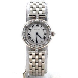 Pre-owned Cartier Panthere Vendome Quartz Diamond Silver Dial Ladies Watch 3057916