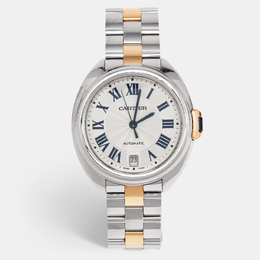 Cartier Silver 18K Rose Gold Stainless Cle de Cartier W2CL0003 Unisex Watch