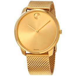 Movado Bold Mens Quartz Watch 3600588 - Yellow Gold Ion Plated Stainless Steel Case, Analog Dial with Dot
