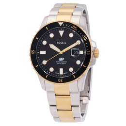 Men's Black Dial Stainless Steel Fossil Dive Watch fs6031