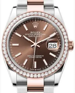 Rolex Datejust Model M126281RBR-0032 Authentic Women's Luxury Watch with Chocolate Dial and Diamond Bezel