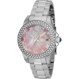 Invicta Angel Quartz Crystal Pink Dial Ladies Watch Model 36070
