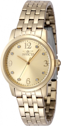 Invicta 48256 - Ladies Quartz Crystal Gold Dial Watch