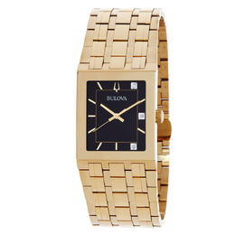 Bulova Quadra Quartz Diamond Black Dial Ladies Watch 97d132