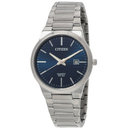Citizen Quartz Mens Watch BI5060-51L Blue Dial Stainless Steel