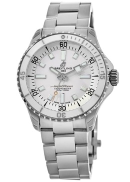 Женские часы Breitling Superocean Automatic 36 с белым циферблатом и стальным корпусом A17377211A1A1 7838348050492 | white