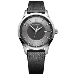 Victorinox Swiss Army Alliance кварцевые мужские часы с серым циферблатом и черным кожаным ремешком 241804 7876919296060 | grey