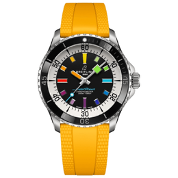 Breitling Superocean Automatic 42 черный циферблат желтый резиновый ремешок мужские часы A17375211B2S4 7911207993404 | black