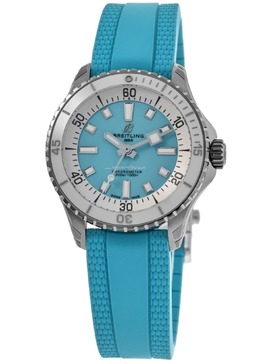 Женские часы Breitling Superocean Automatic 36 с бирюзовым циферблатом и резиновым ремешком A17377211C1S1 7838354669628 | turquoise
