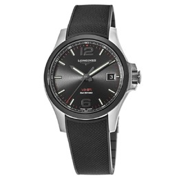 Longines Conquest VHP 41 мм черный циферблат черный каучуковый ремешок мужские часы L3.719.4.56.9 7854415446076 | black