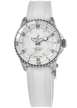 Женские часы Breitling Superocean Automatic 36 с белым циферблатом и резиновым ремешком A17377211A1S1 7838299652156 | white