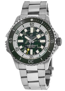 Мужские часы Breitling Superocean Automatic 46 Super Diver с зеленым циферблатом и титаном E10379D31L1E1 7838299881532 | green