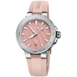 Oris Aquis Date розовые циферблаты женские часы с каучуковым ремешком 01 733 7770 4158-07 4 18 66FC 7876903862332 | pink