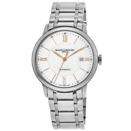 Baume & Mercier Classima Автоматические мужские часы с серебристым циферблатом и сталью 10374, серебряный 7854415773756 | silver