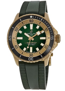 Мужские часы Breitling Superocean Automatic 42 с зеленым циферблатом и резиновым ремешком N17375201L1S1 7838351032380 | green