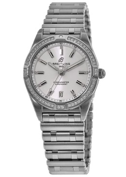 Женские часы Breitling Chronomat Quartz 32 с белым циферблатом и бриллиантовым безелем из стали A77310591A1A1 7838301585468 | white