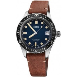Часы Oris Divers Sixty-Five с синим циферблатом и коричневым кожаным ремешком, унисекс 01 733 7747 4055-07 5 17 45 7876909858876 | blue