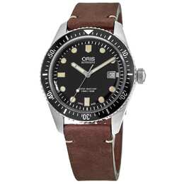 Oris Divers Sixty-Five Automatic мужские часы с черным циферблатом и кожаным ремешком 01 733 7720 4054-07 5 21 45 7869378592828 | black