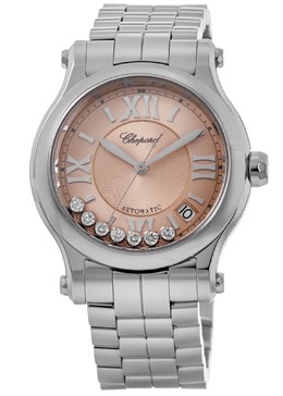 Chopard Happy Sport Medium Automatic 36 мм розово-золотой циферблат женские часы 278559-3025 7838326915132 | pink