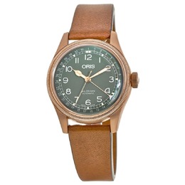 Часы Oris Big Crown Pointer Date с зеленым циферблатом и коричневым кожаным ремешком, унисекс 01 754 7749 3167-07 5 17 69GBR 7866958512188 | green