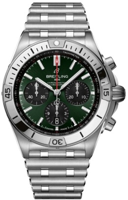 Breitling Chronomat B01 42 хронограф автоматический зеленый циферблат стальные мужские часы AB0134101L2A1 7841182089276 | green