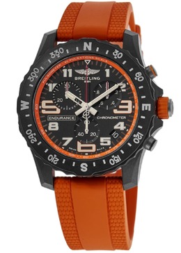 Breitling Endurance Pro 44 кварцевый хронограф черный циферблат оранжевый каучуковый ремешок мужские часы X82310A51B1S2 7838338973756 | black