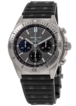 Breitling Chronomat B01 42 автоматический хронограф серый циферблат черный каучуковый ремешок мужские часы EB0134101M1S1 7838323966012 | grey