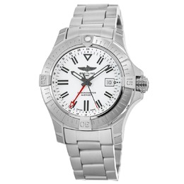 Мужские часы Breitling Avenger Automatic GMT 43 с белым циферблатом и сталью A32397101A1A1 7882915840060 | white