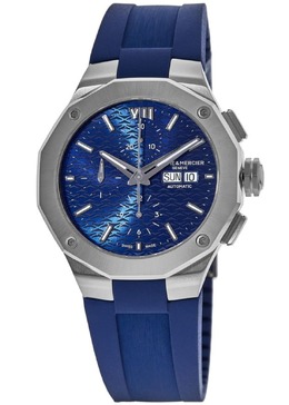 Мужские часы Baume & Mercier Riviera с синим циферблатом и каучуковым ремешком 10623 7838305222716 | blue