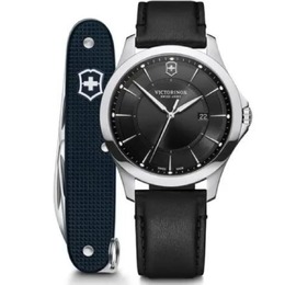 Victorinox Swiss Army Alliance кварцевые мужские часы с черным циферблатом и кожаным ремешком 241904.1 7876922409020 | black