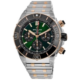 Мужские часы Breitling Super Chronomat B01 44 с зеленым циферблатом и хронографом из стали UB0136251L1U1 7914516086844 | green