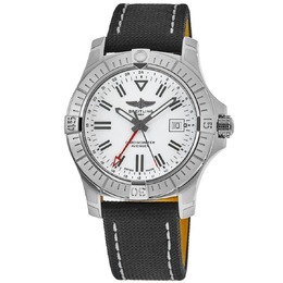 Мужские часы Breitling Avenger Automatic GMT 43 с белым циферблатом и кожаным ремешком A32397101A1X1 7882923081788 | white