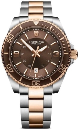 Victorinox Swiss Army Maverick Большие кварцевые мужские часы с коричневым циферблатом и двухцветной сталью 241951 7839079891004 | brown