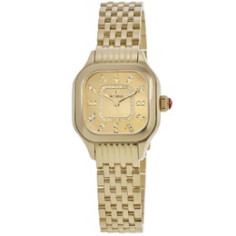 Женские часы Michele Meggie Diamond Gold Tone с циферблатом из 18-каратной позолоченной стали MWW33B000013 7880145829948 | yellow gold