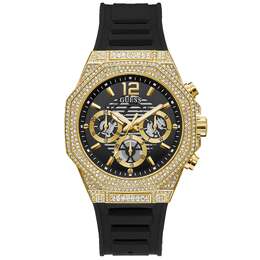 Guess Мужские многофункциональные часы Momentum Black Gold Tone с черным циферблатом 7766769467452 | black