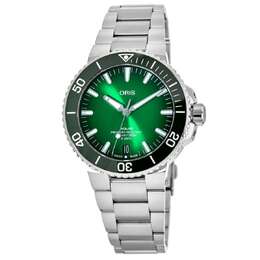 Мужские часы Oris Aquis Date с зеленым циферблатом из стали 01 400 7763 4157-07 8 24 09PEB 7876909105212 | green
