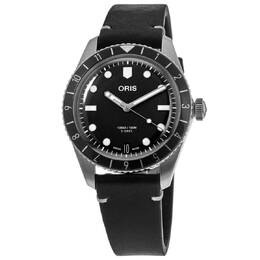Мужские часы Oris Divers Sixty-Five Calibre 400 с черным циферблатом и кожаным ремешком 7853088014396 | black