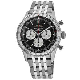 Breitling Navitimer B01 Chronograph 46 черный циферблат стальные мужские часы AB0137211B1A1 7856815439932 | black